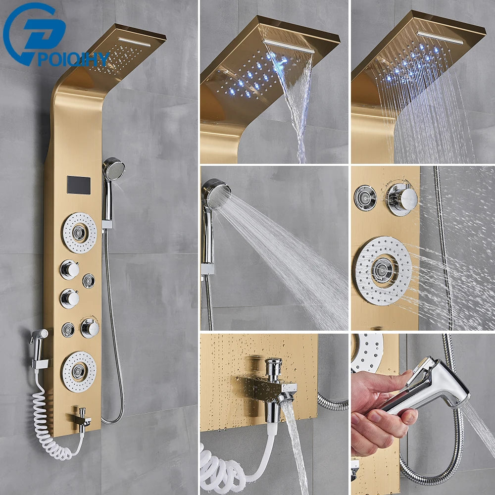 Poiqihy Bathroom Shower Faucet With Handheld Shower Panel