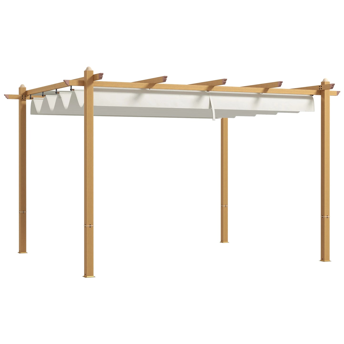Retractable Pergola With Wood Grain Aluminum Frame