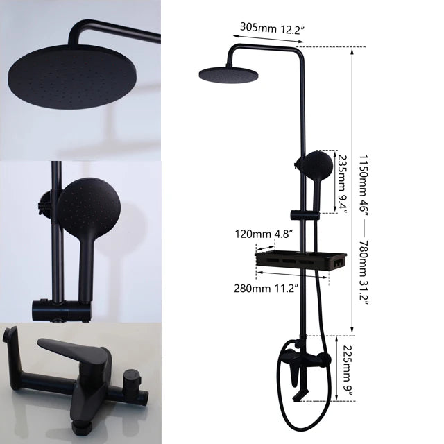 Kemaidi Rainfall Shower Faucet Single Lever Bathtub Mixer With Shelf