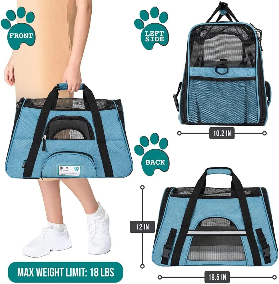 Airline Approved Soft Sided Pet Carrier With Ventilated Design And Sherpa Bed