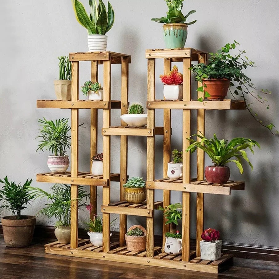 Wisfor Wooden Plant Shelf Indoor Outdoor Multi Tier Display Stand