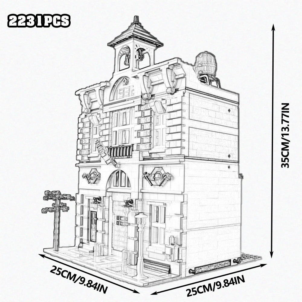 Downtown City Street View Building Blocks Set Assembly Square MOC