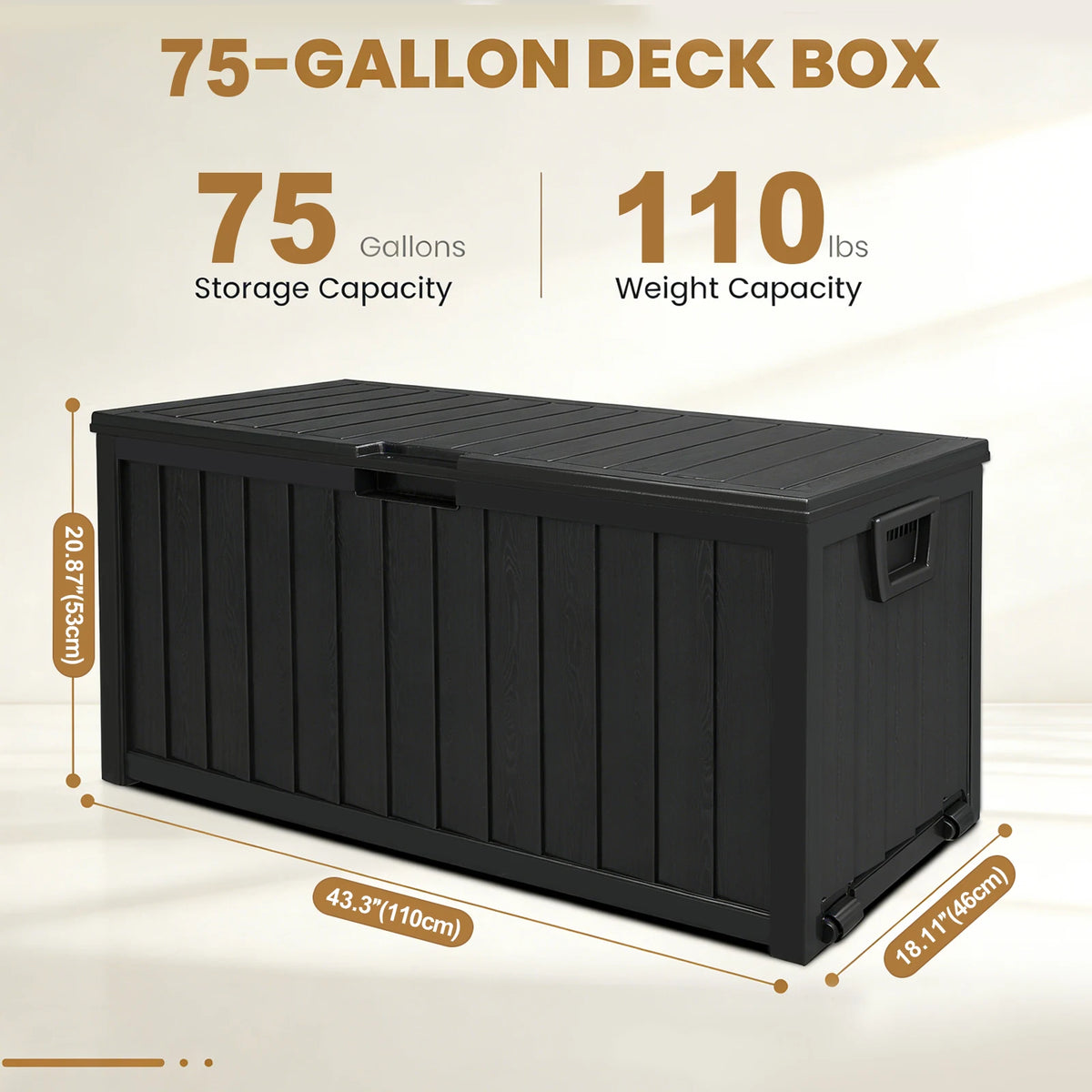 SARENZOON Outdoor Deck Storage Box With Lockable Lid