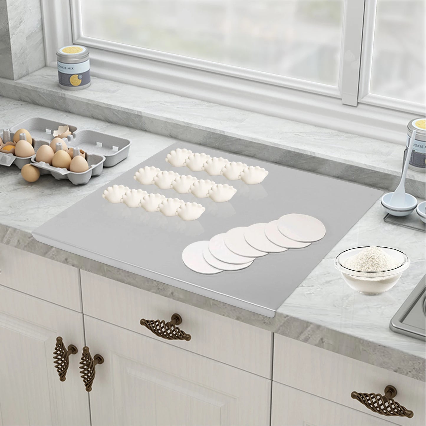 Stainless Steel Chopping Board With L Shaped Folded Edge