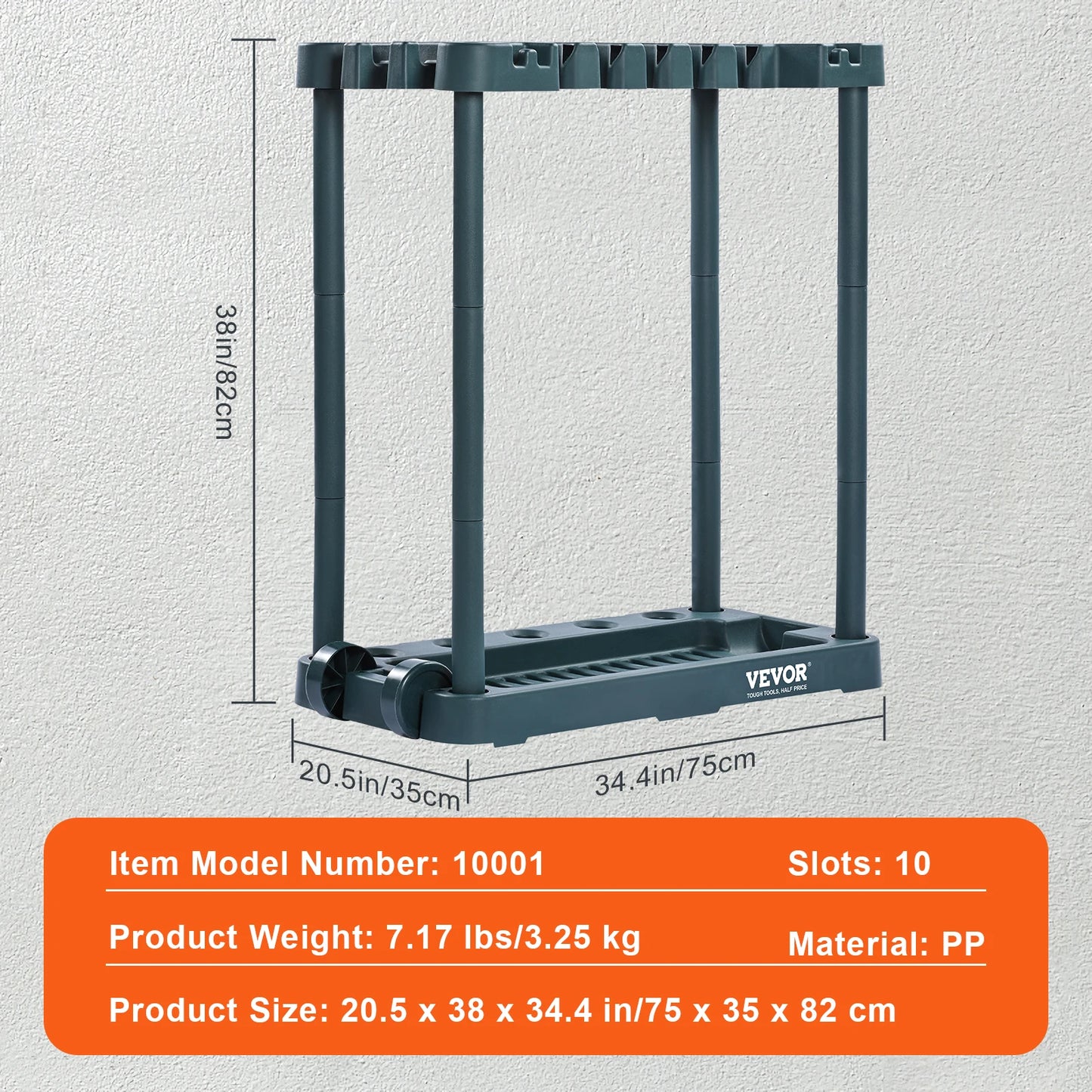SucceBuy 10 Slot Yard Garden Tool Organizer Rack For Garage