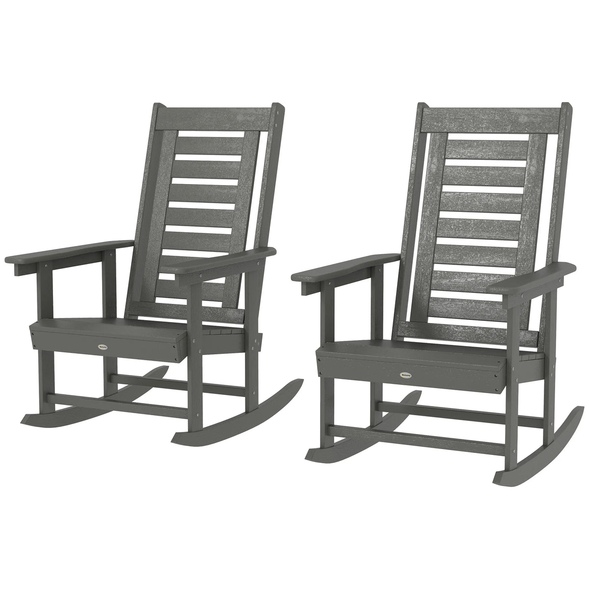 Outsunny Outdoor HDPE High Back Patio Rocking Chairs Set