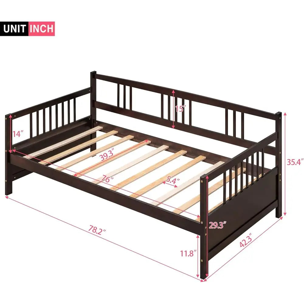 MeWood Daybed Platform Bed With Safety Rails And Slat Support