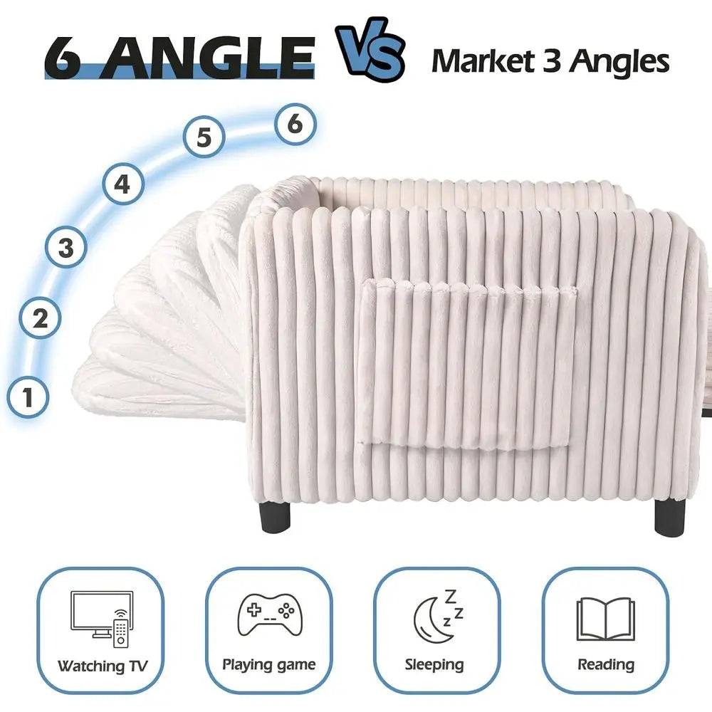 Convertible Sleeper Chair With Rotating Wood Frame And Plush Cushion