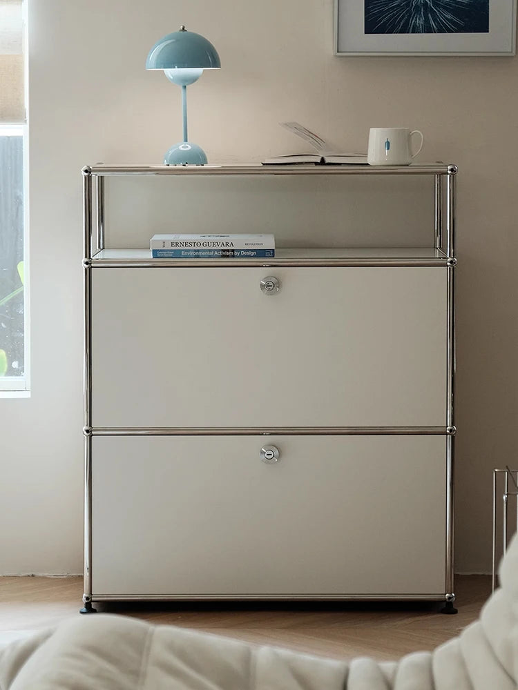 BigCityFur Modern Metal TV Stand With Corner Storage Cabinet