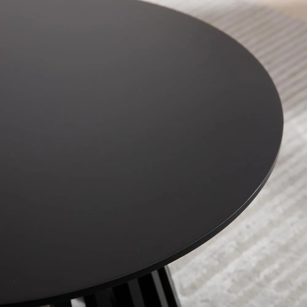 Round Coffee Table Modern Pedestal Wood Top Living Room