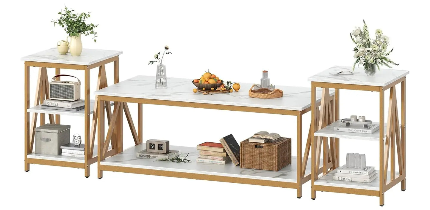 Industrial X-Design 3 Piece Coffee Table And End Tables Set