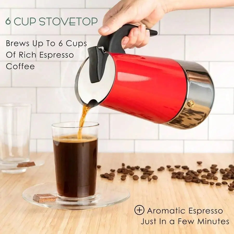 Xmsj Stainless Steel 6 Cup Moka Pot Stove Top Espresso Maker