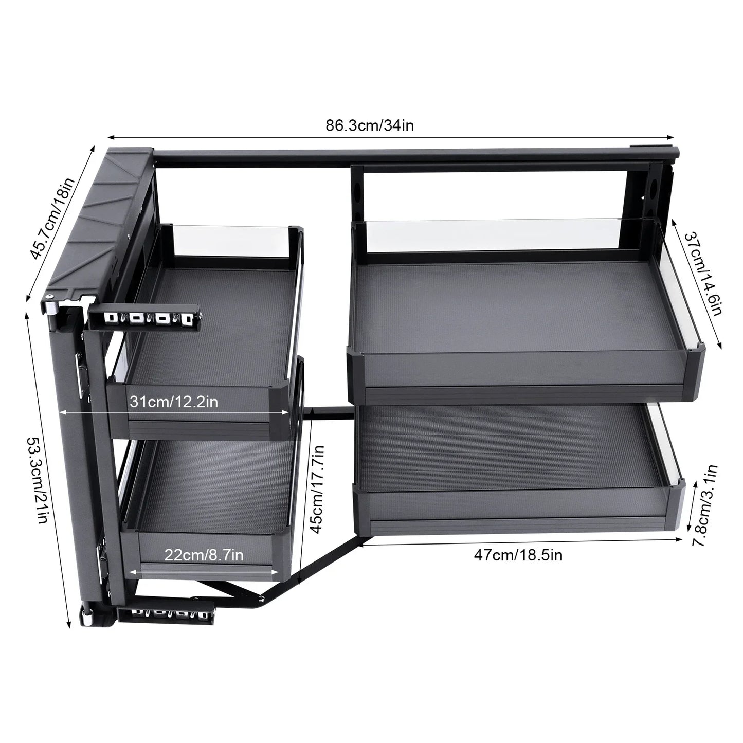 Two Tier Pull Out Cabinet Organizer With Adjustable Baskets
