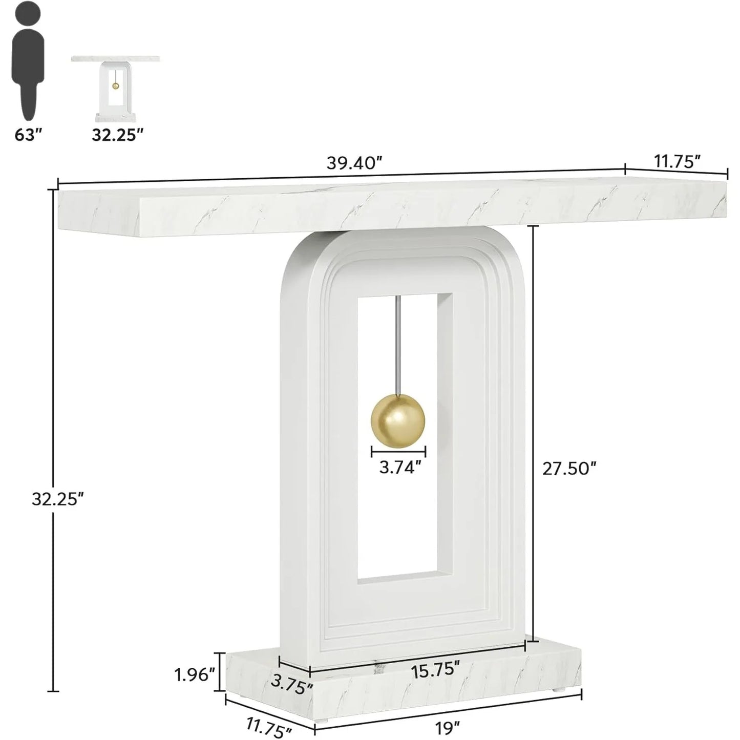 LITTLE TREE Modern Console Table With Geometric Base Entryway Sofa