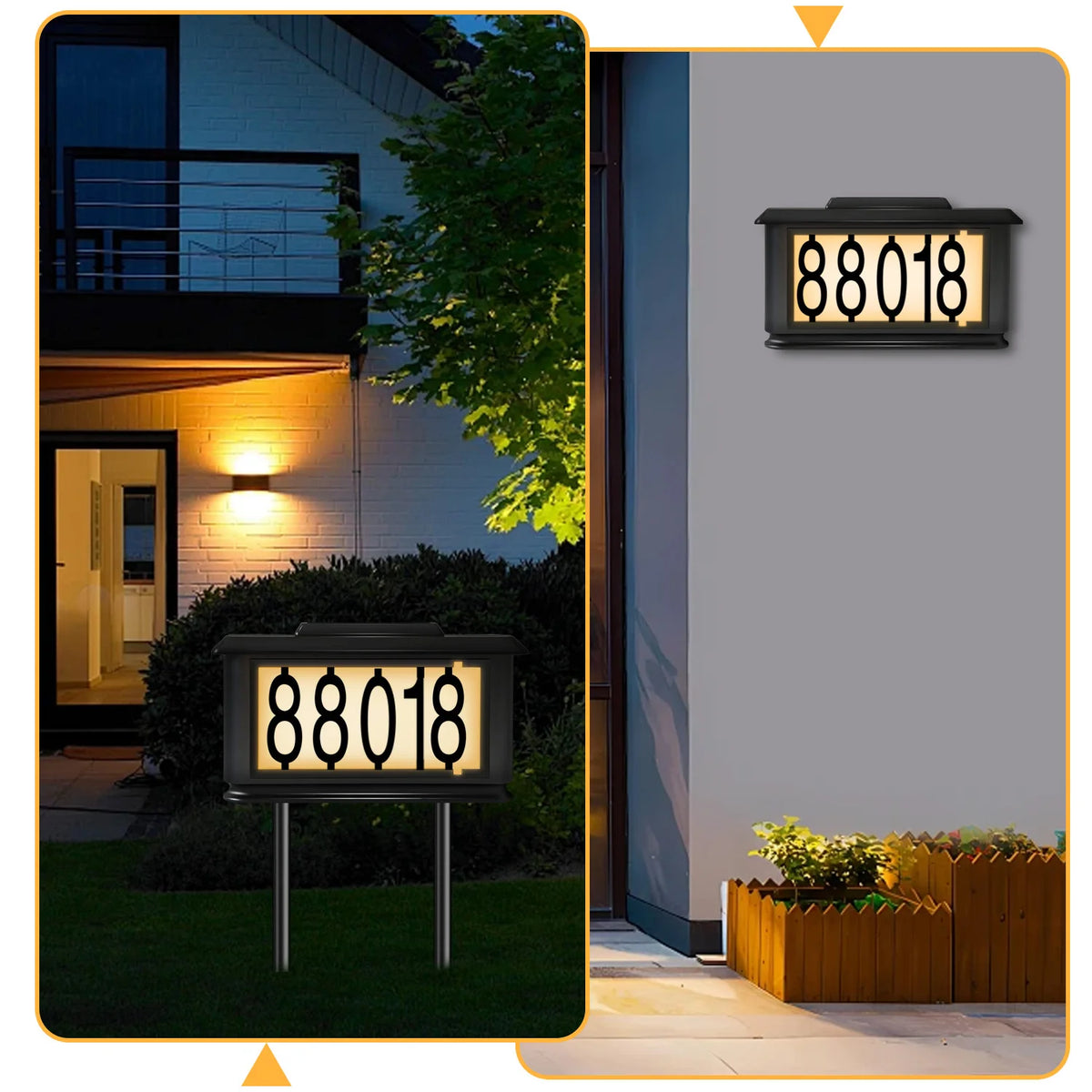 Solar Outdoor House Number Sign Light With LED Address Display
