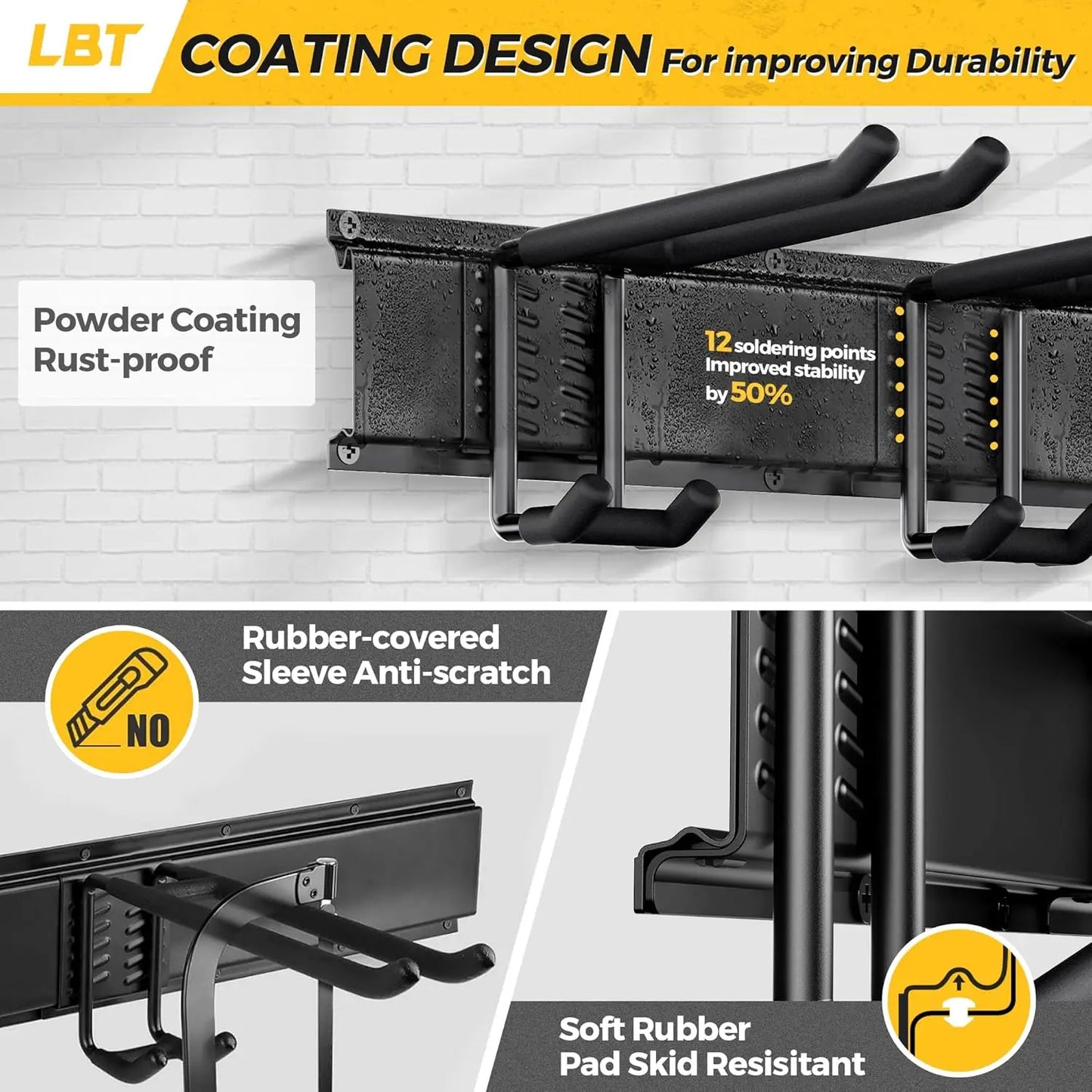 Heavy Duty Garage Tool Organizer Wall Mount Metal Storage Rack