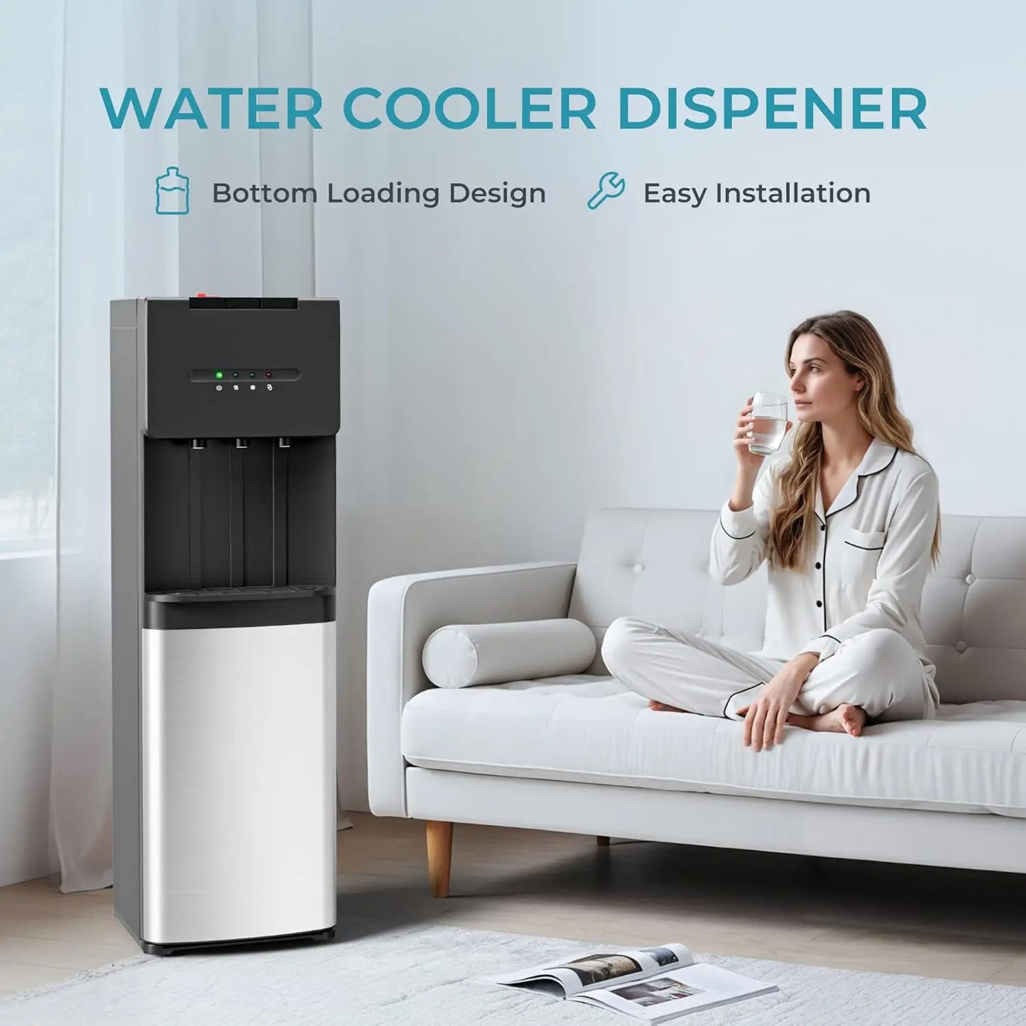XMSJ Bottom Loading Water Cooler Dispenser 5 Gallon Bottle With Cold Warm Hot