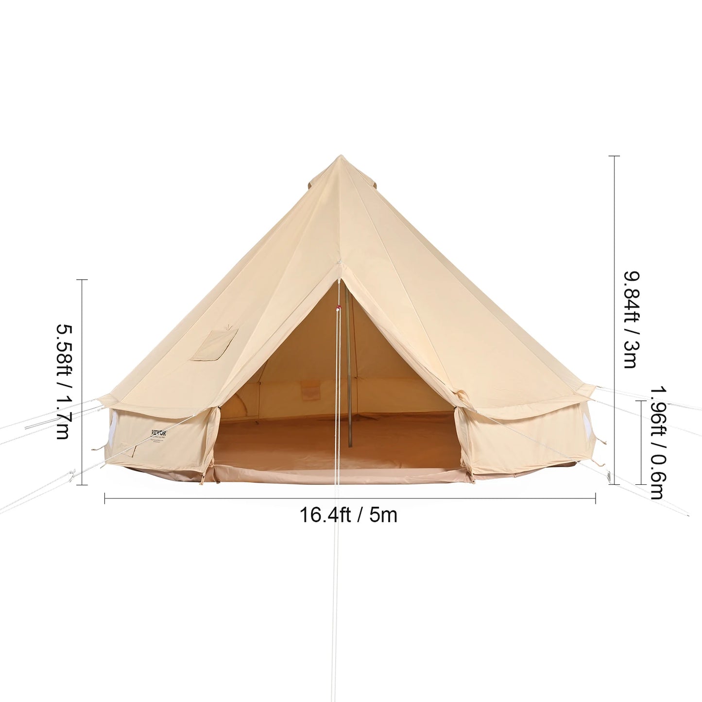 SucceBuy Canvas Bell Tent For Camping With Chimney Vent