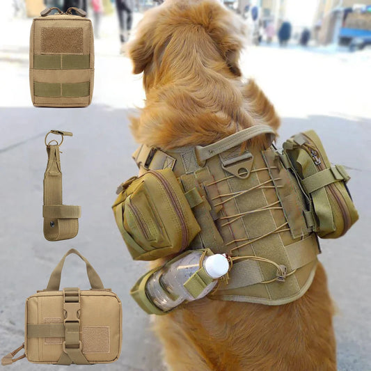 Dog Tactical Bags Set Molle Pouches For Harness Attachment Training