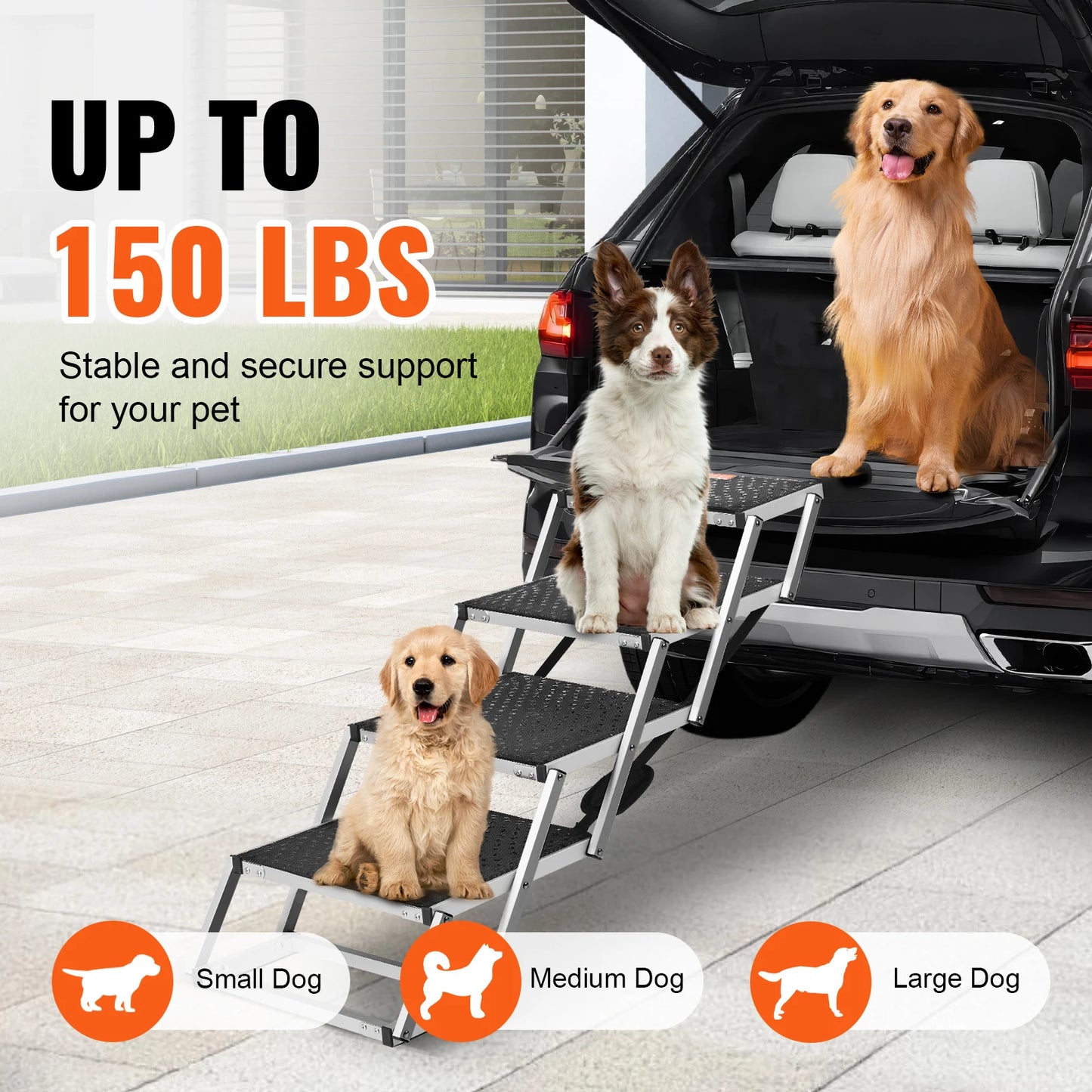 SucceBuy Dog Car Stair Folding Portable Pet Steps Lightweight