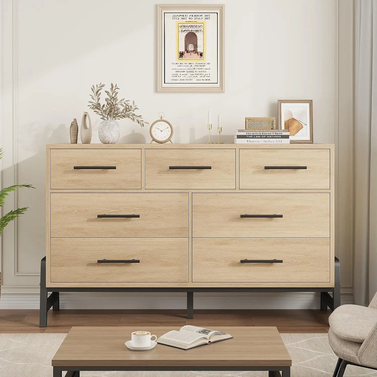 Garvee Modern Wooden Dresser Chest With Spacious Drawer Storage