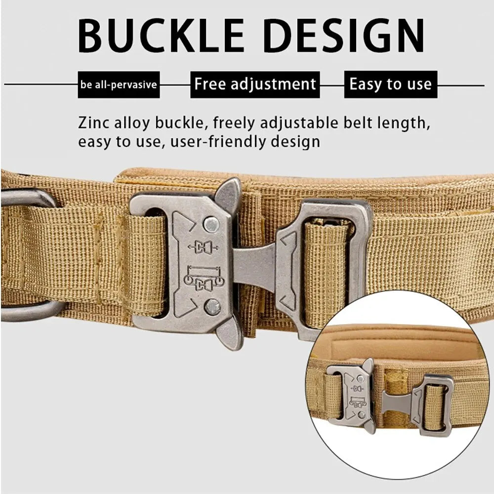 Breathable Outdoor Tactical Nylon Dog Collar With Metal Buckle
