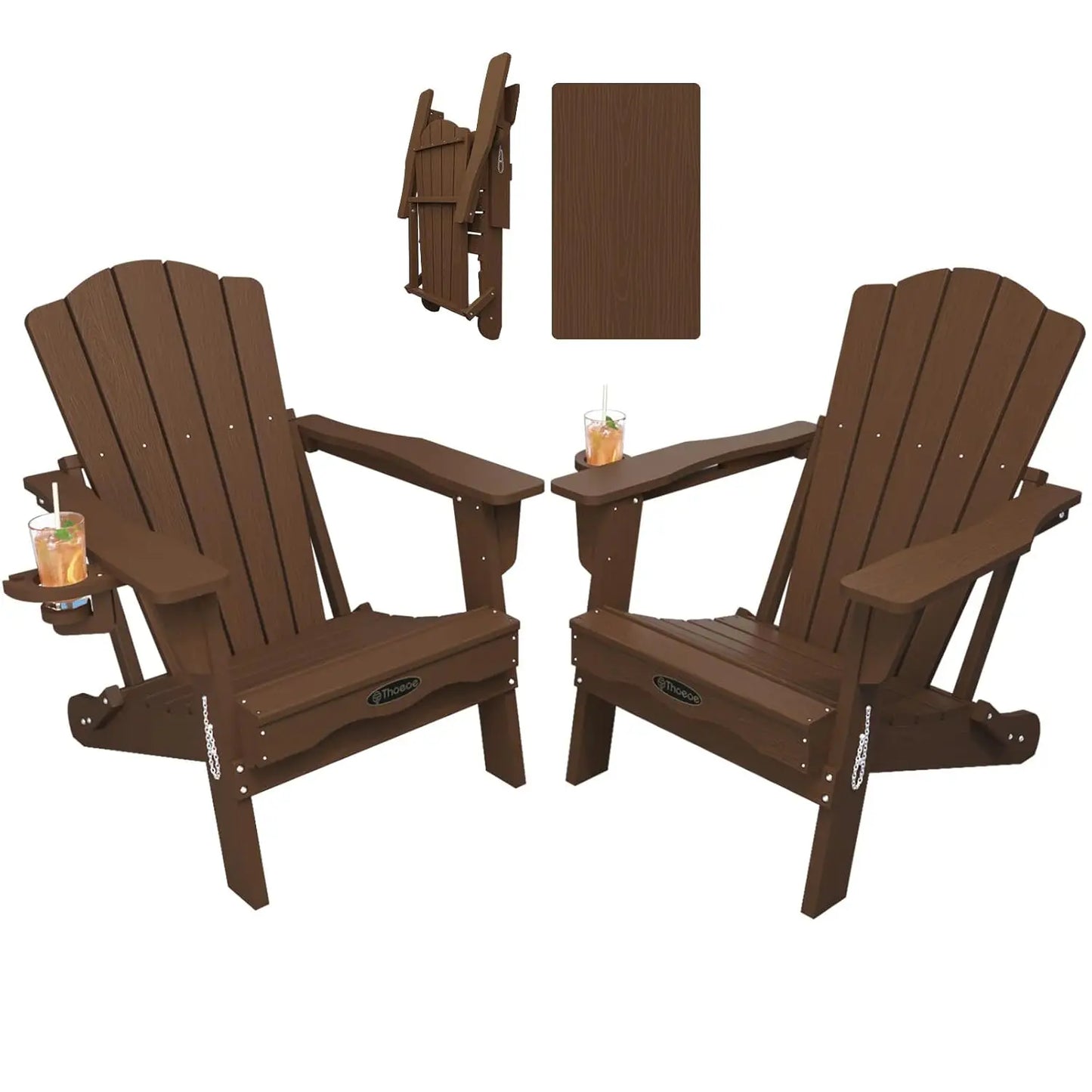 MOYU Folding Adirondack Chairs Cup Holder Set Of 2 Outdoor