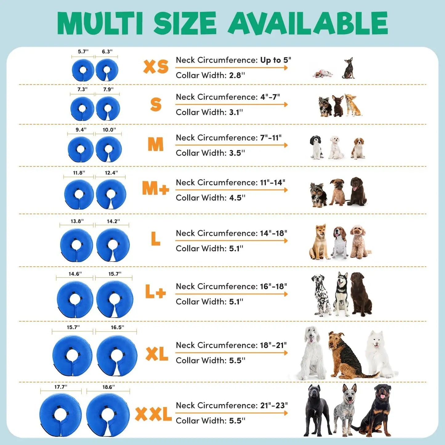 Inflatable Dog Cone Collar Alternative Soft Donut ECollar For Pets