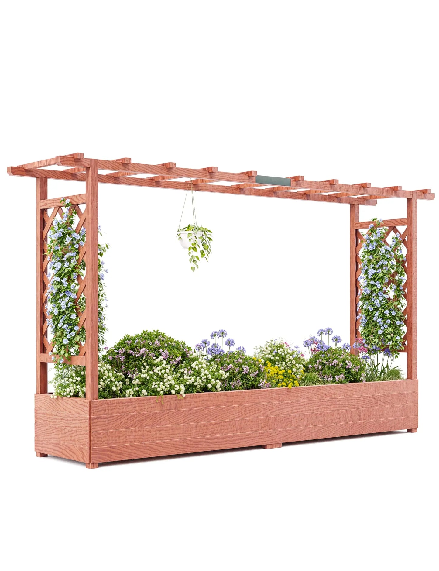 HiMISS Elevated Wooden Raised Garden Bed With Trellis Planter