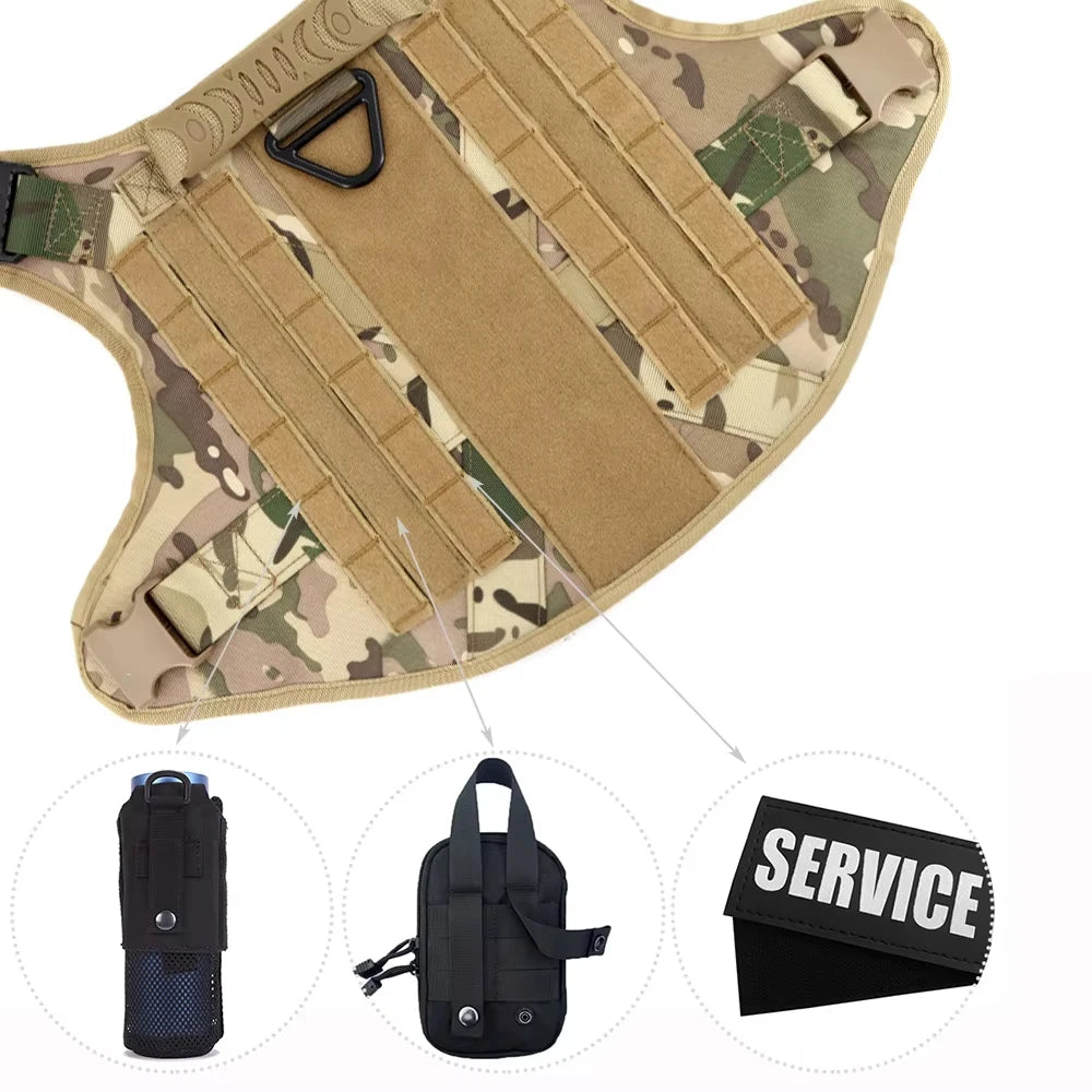 Military Style Dog Harness Vest Set With Leash And Patches For Malinois