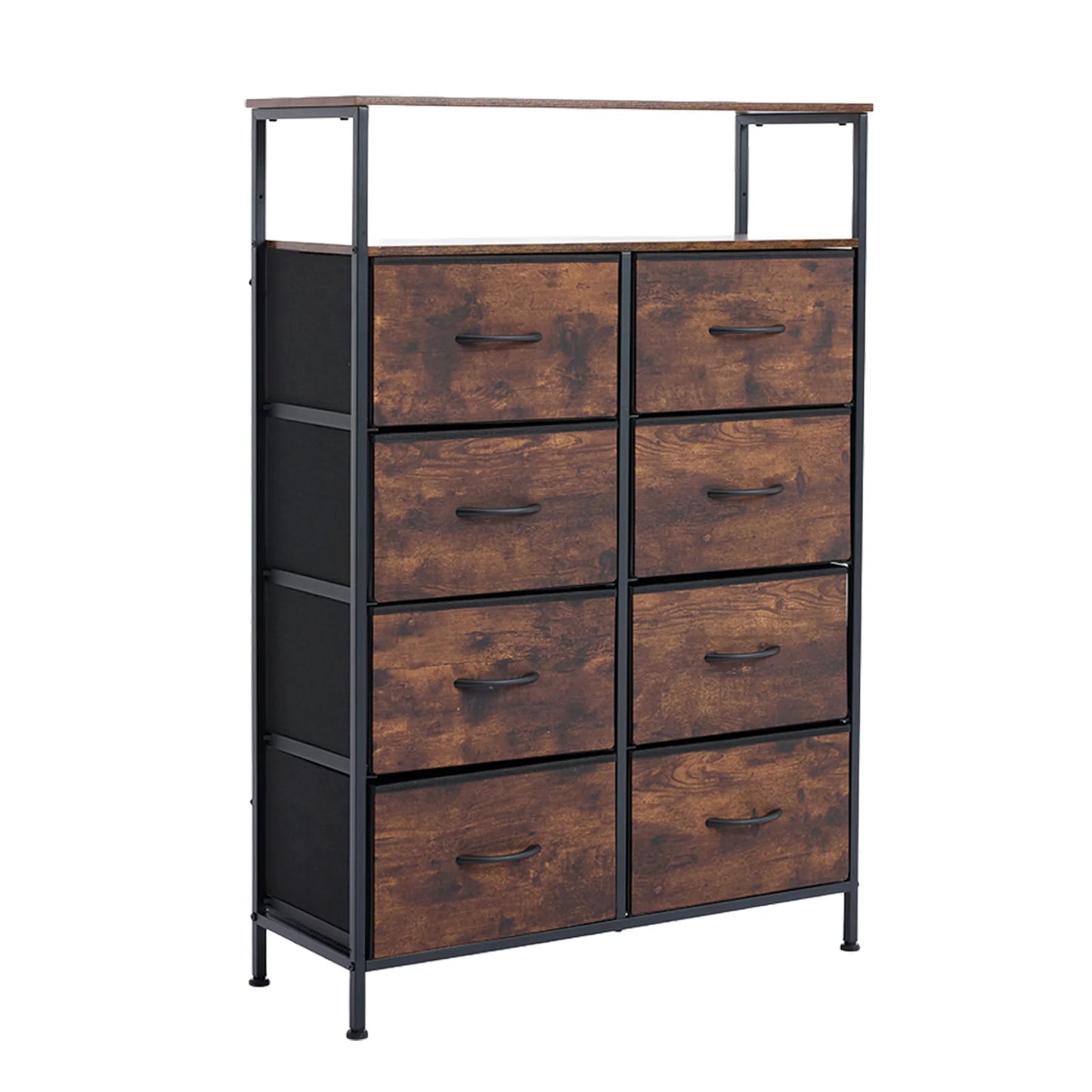 MCQ Wood TV Stand With Charging Station And Fabric Drawers