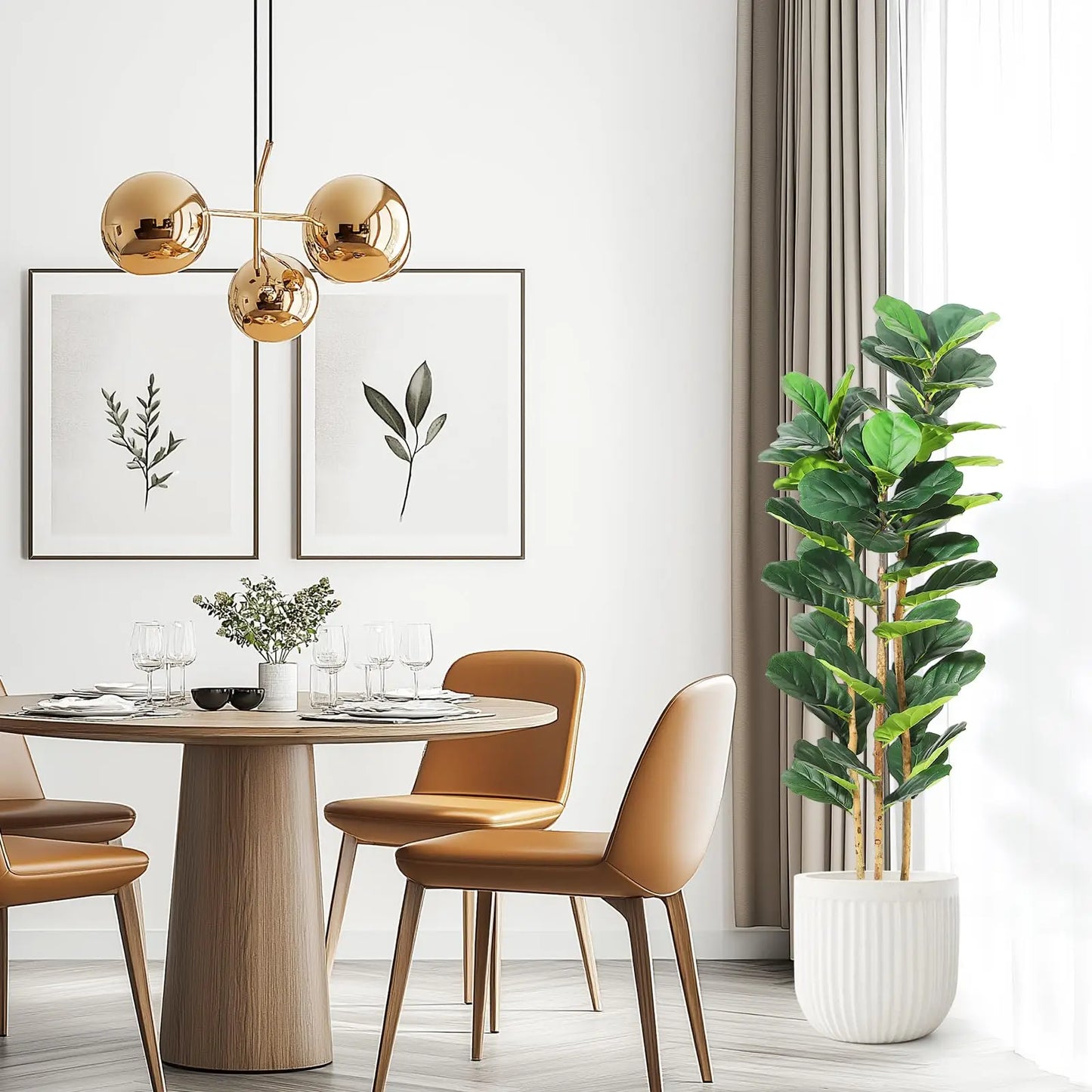 Artificial Fiddle Leaf Fig Tree In Planter For Home Decor
