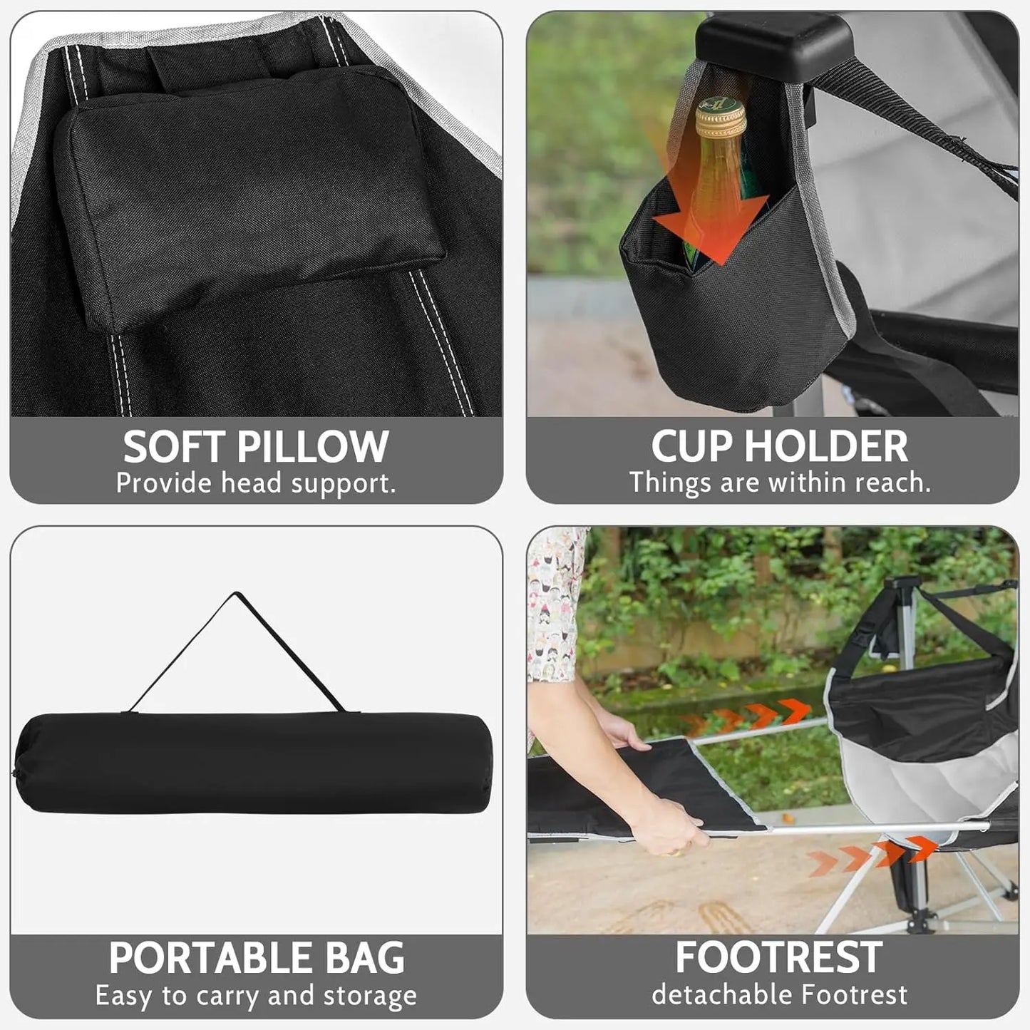 Two Pack Aluminum Hammock Chair With Footrest Portable Folding Swing Chair