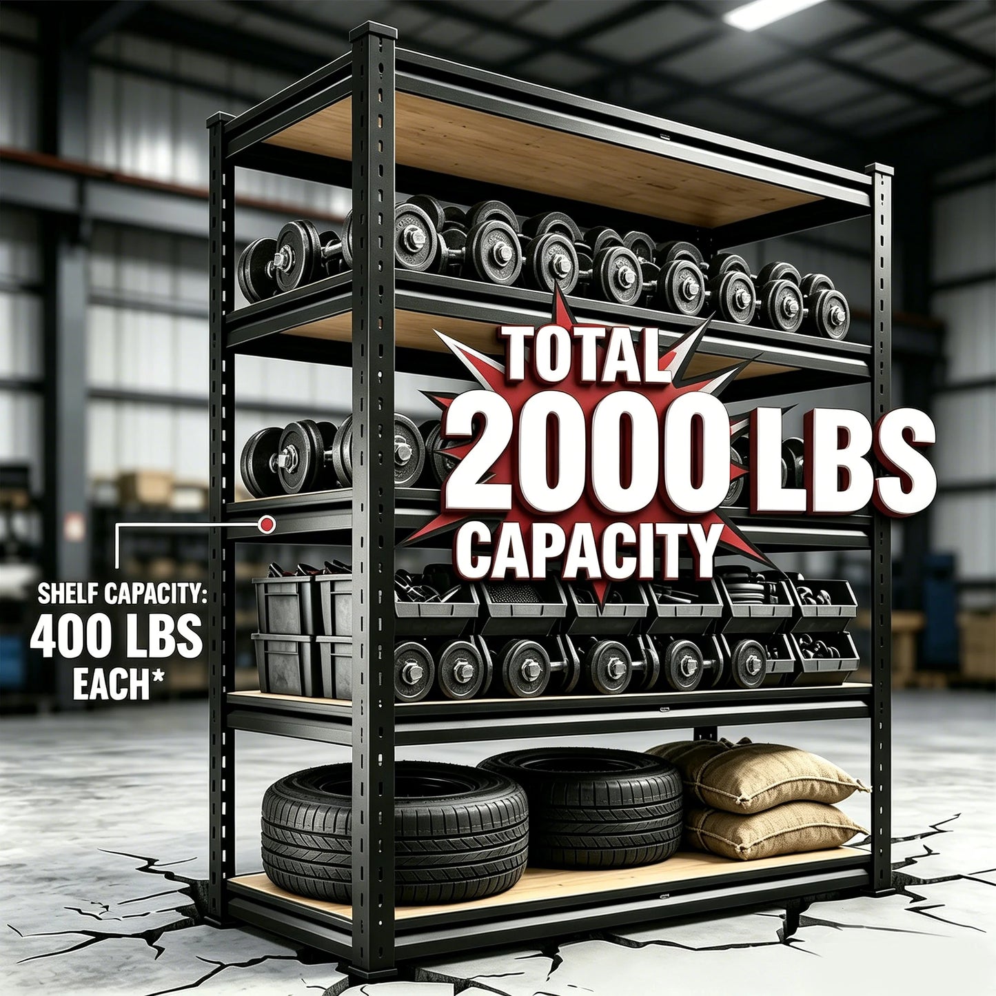 Heavy Duty Metal Storage Rack Five Tier MDF Board Unit