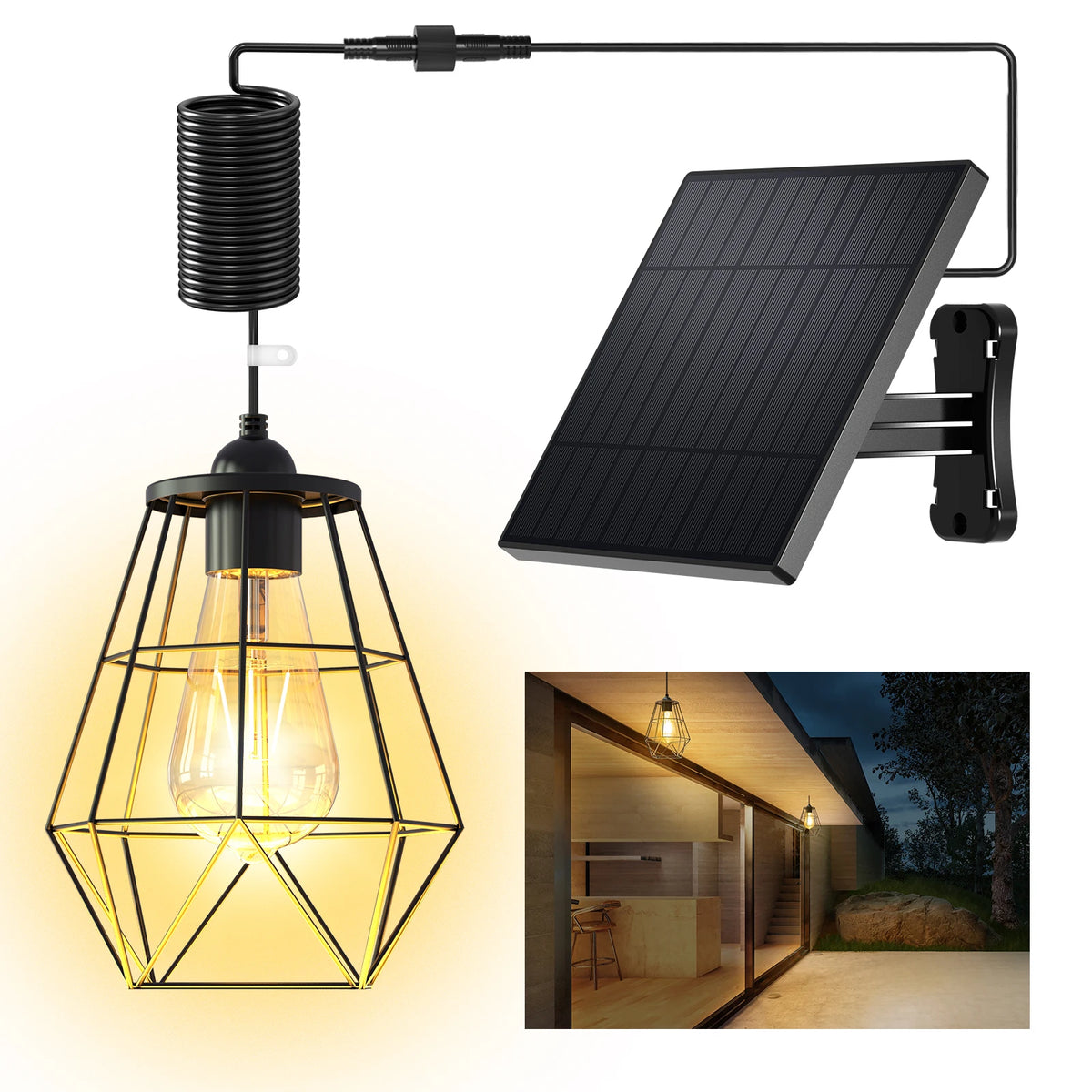 Intelamp Waterproof Solar Pendant Lights For Indoor Outdoor Use