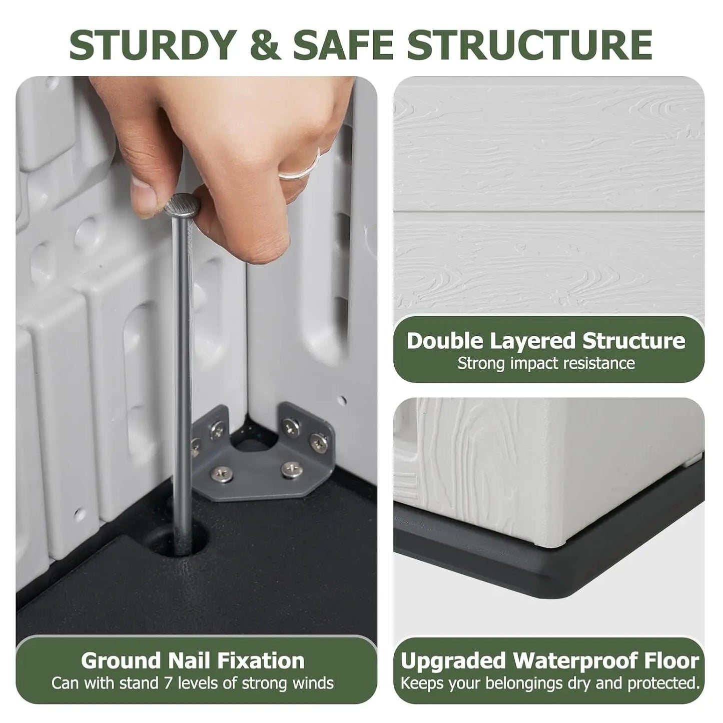 Waterproof Resin Vertical Storage Shed With Floor For Patio Garden