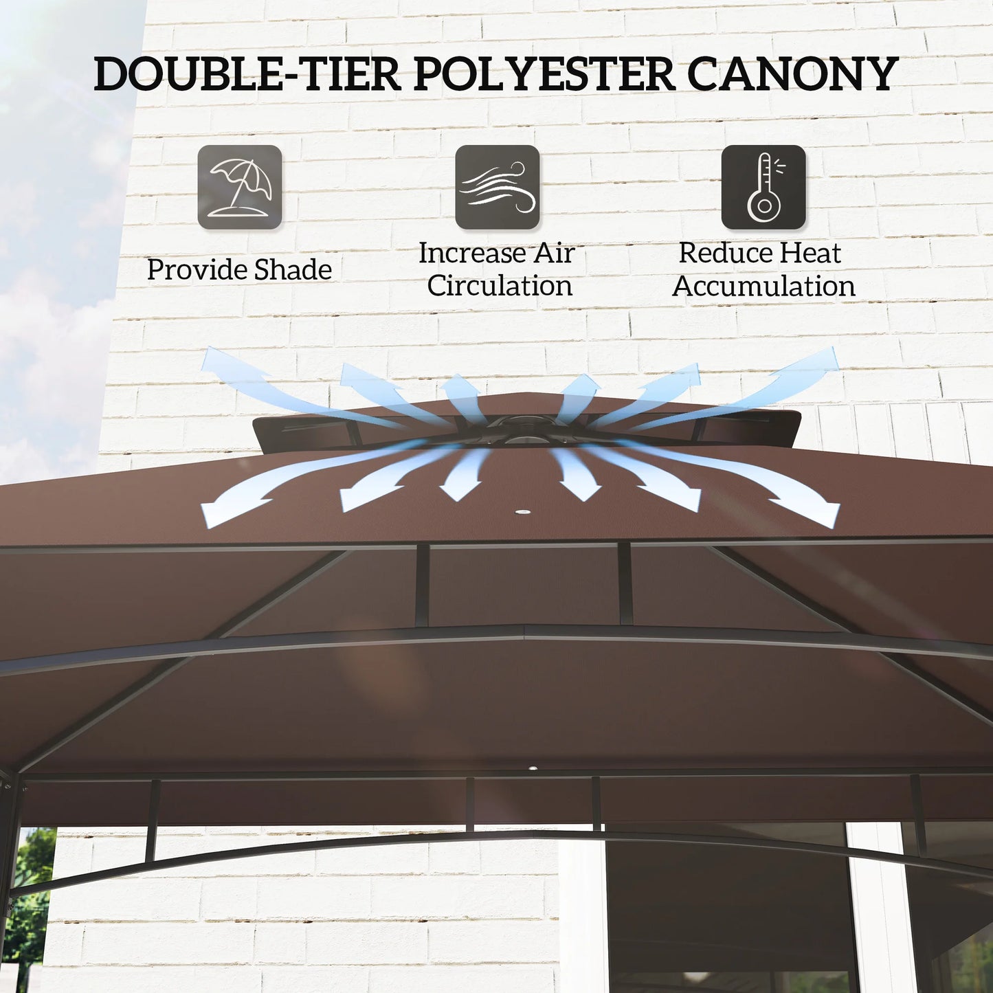 2 Tier Outdoor BBQ Gazebo Shelter for Grilling Sun Protection