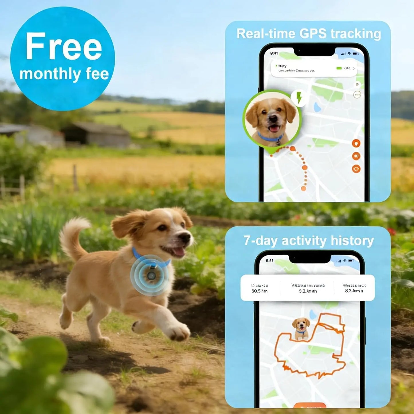 GPS for Dogs RealTime Location Smart Collar No Monthly Fee