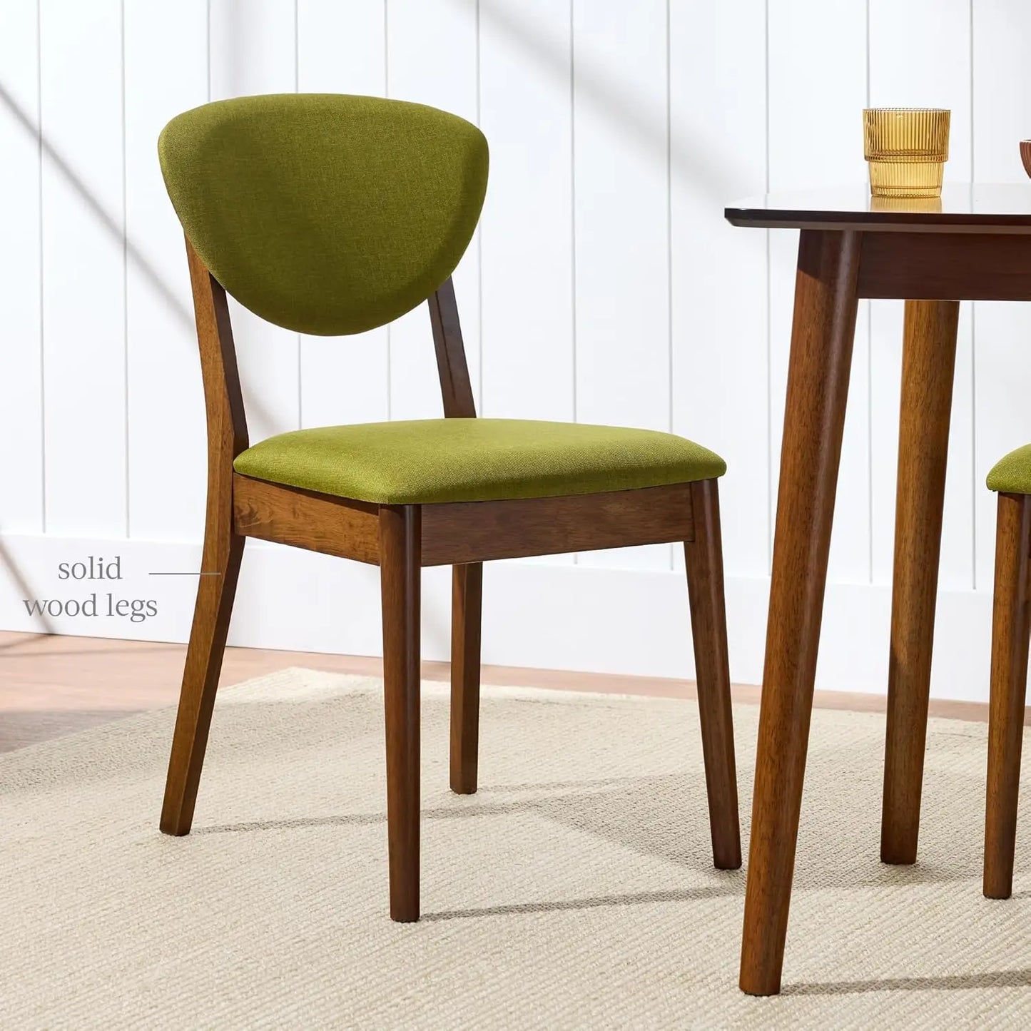 Mid Century Dining Chairs Set of 2 Upholstered Wood