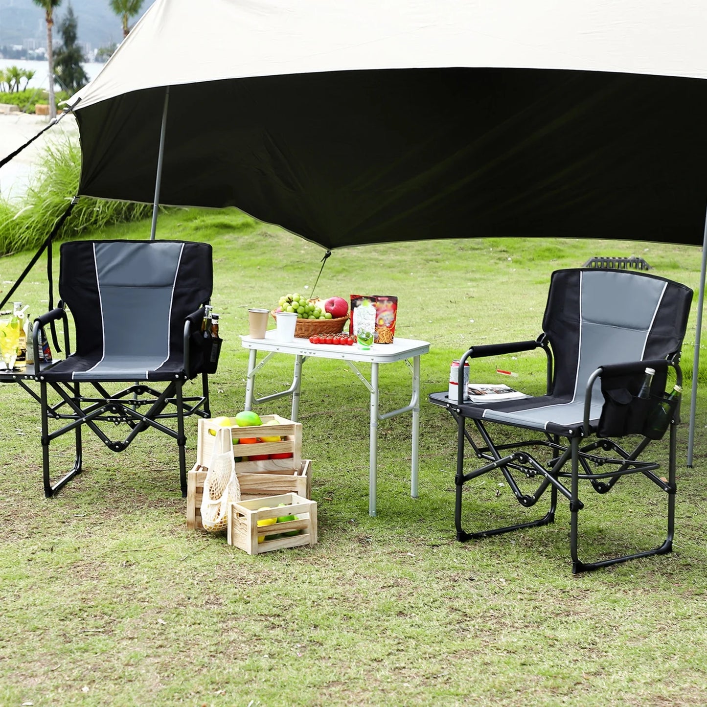 HiMISS Folding Directors Chair For Adults With Cup Holder