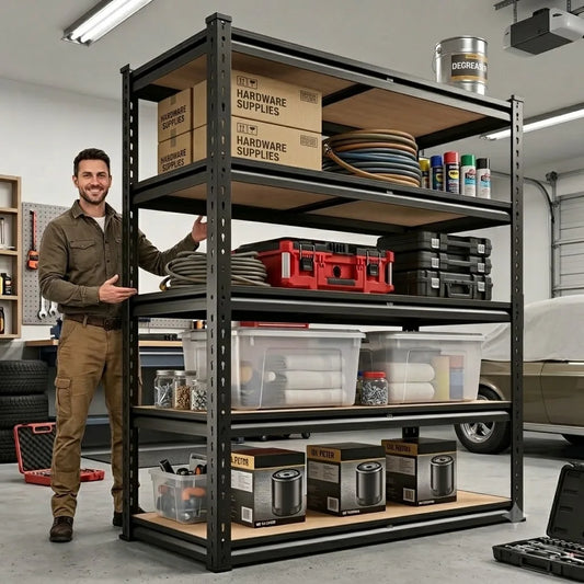 Heavy Duty Metal Storage Rack Five Tier MDF Board Unit