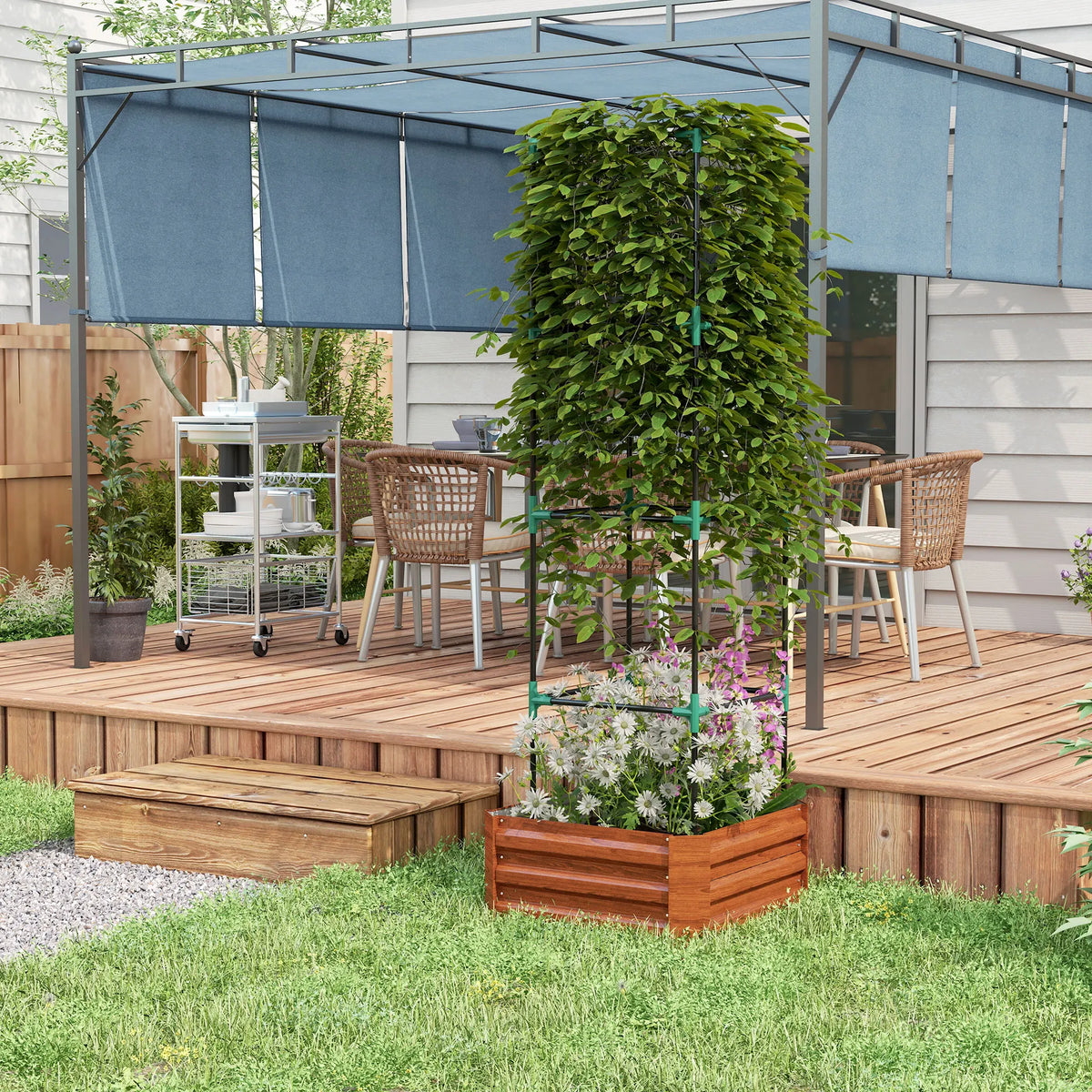 Outsunny Raised Garden Bed With Tomato Trellis And Open Bottom