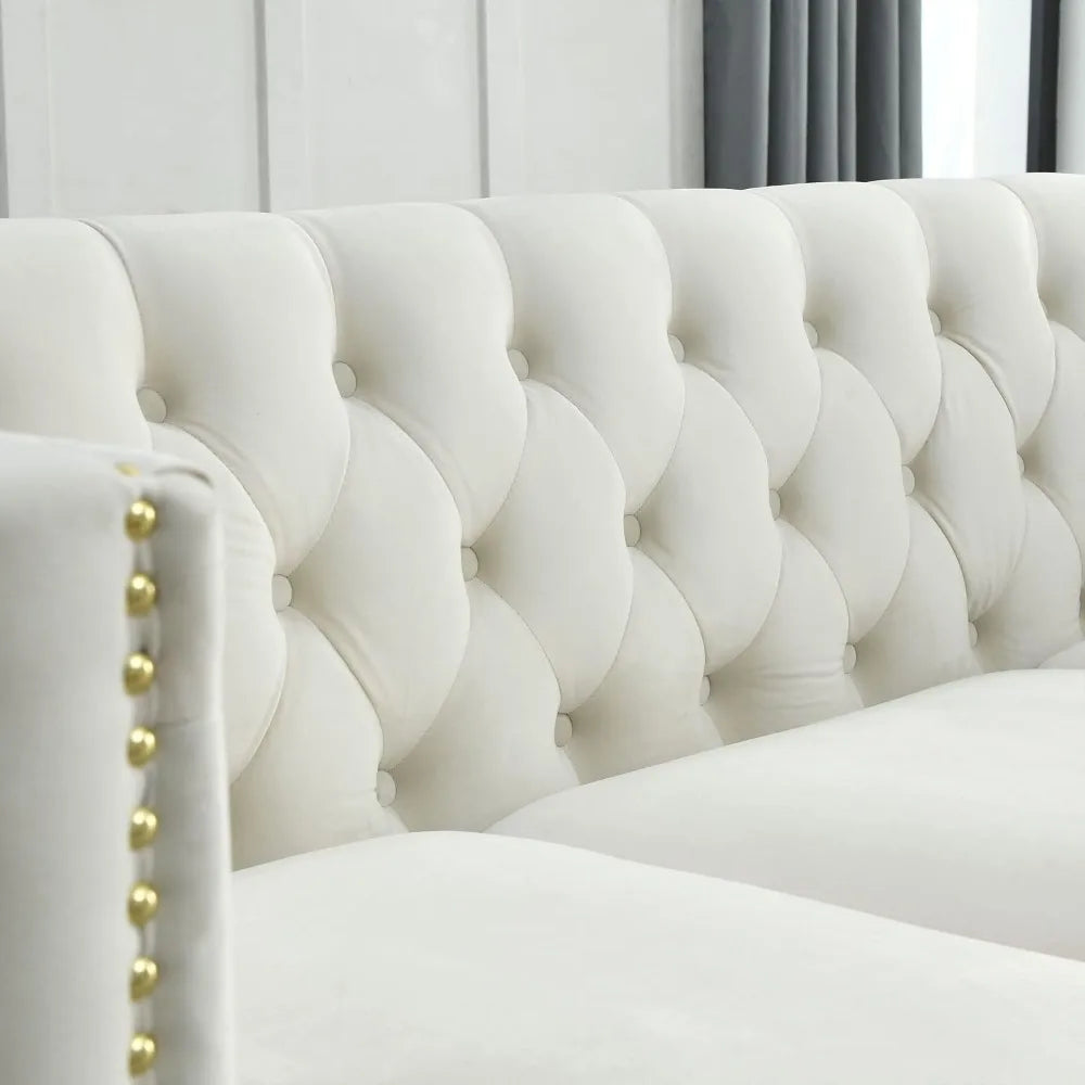 MOYU Velvet Loveseat Sofa Modern Tufted Seater With Nailhead Trim
