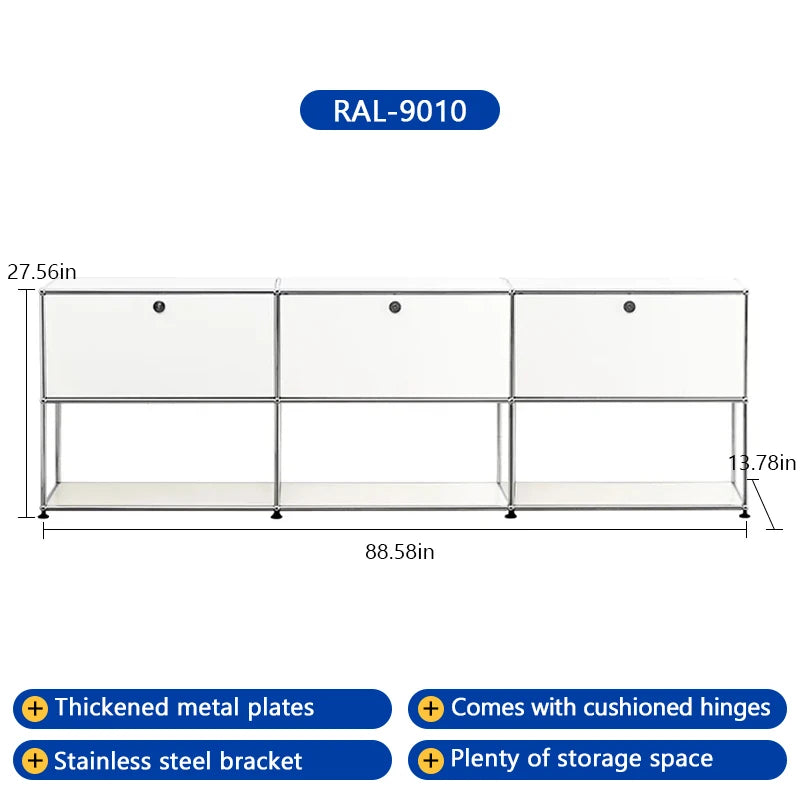BigCityFur Modern Metal TV Stand With Corner Storage Cabinet