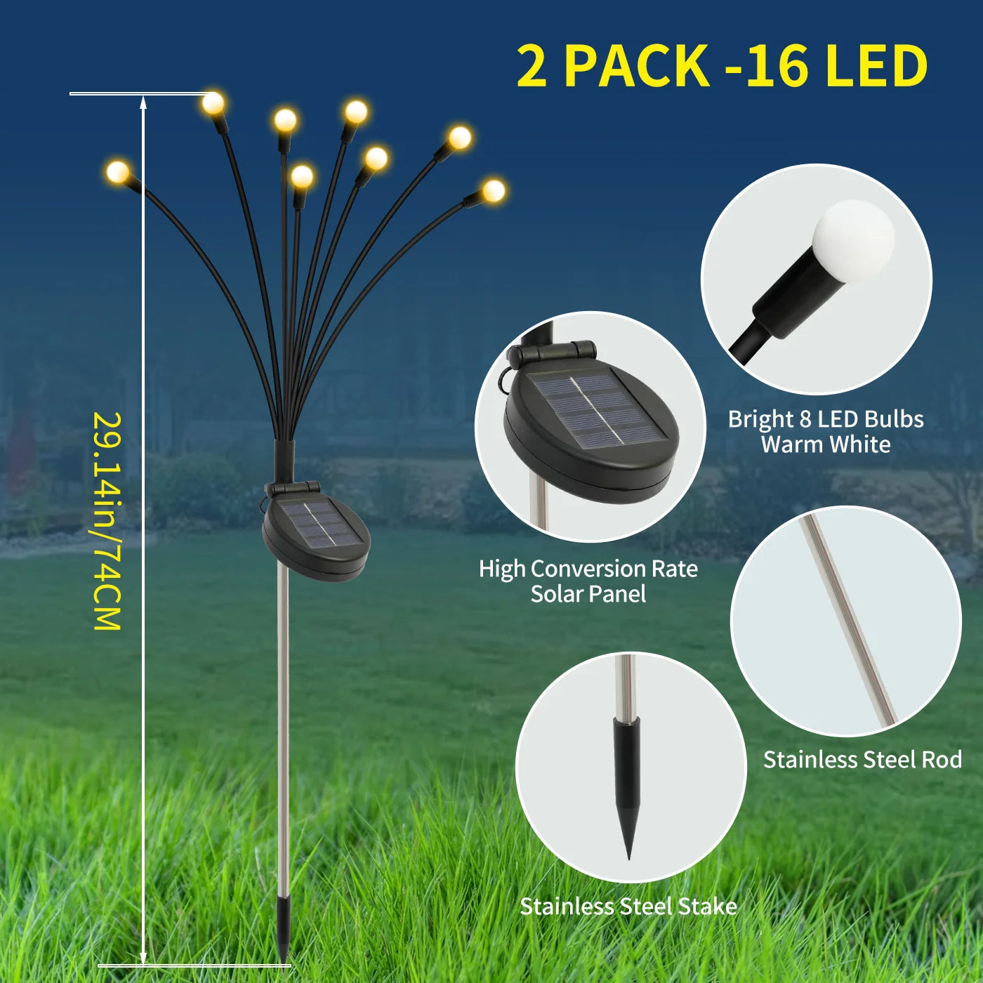 Eight Head Solar Firefly Lights Outdoor Waterproof Garden Decor