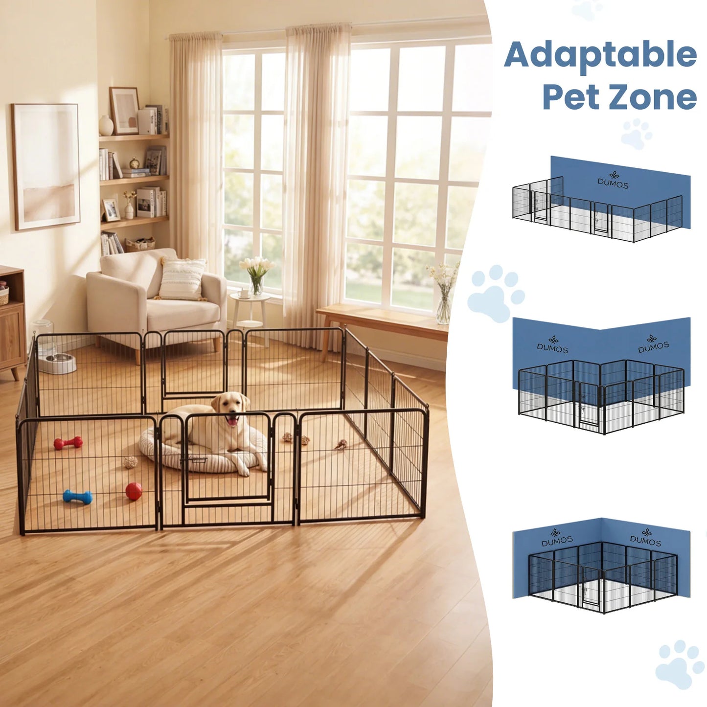 JHK Metal 12 Panel Dog Playpen Fence Foldable Indoor Outdoor Use
