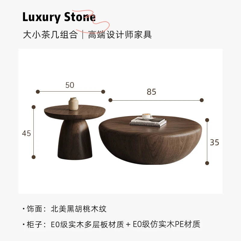 QWC Modern Wabi Sabi Round Coffee Table for Living Room