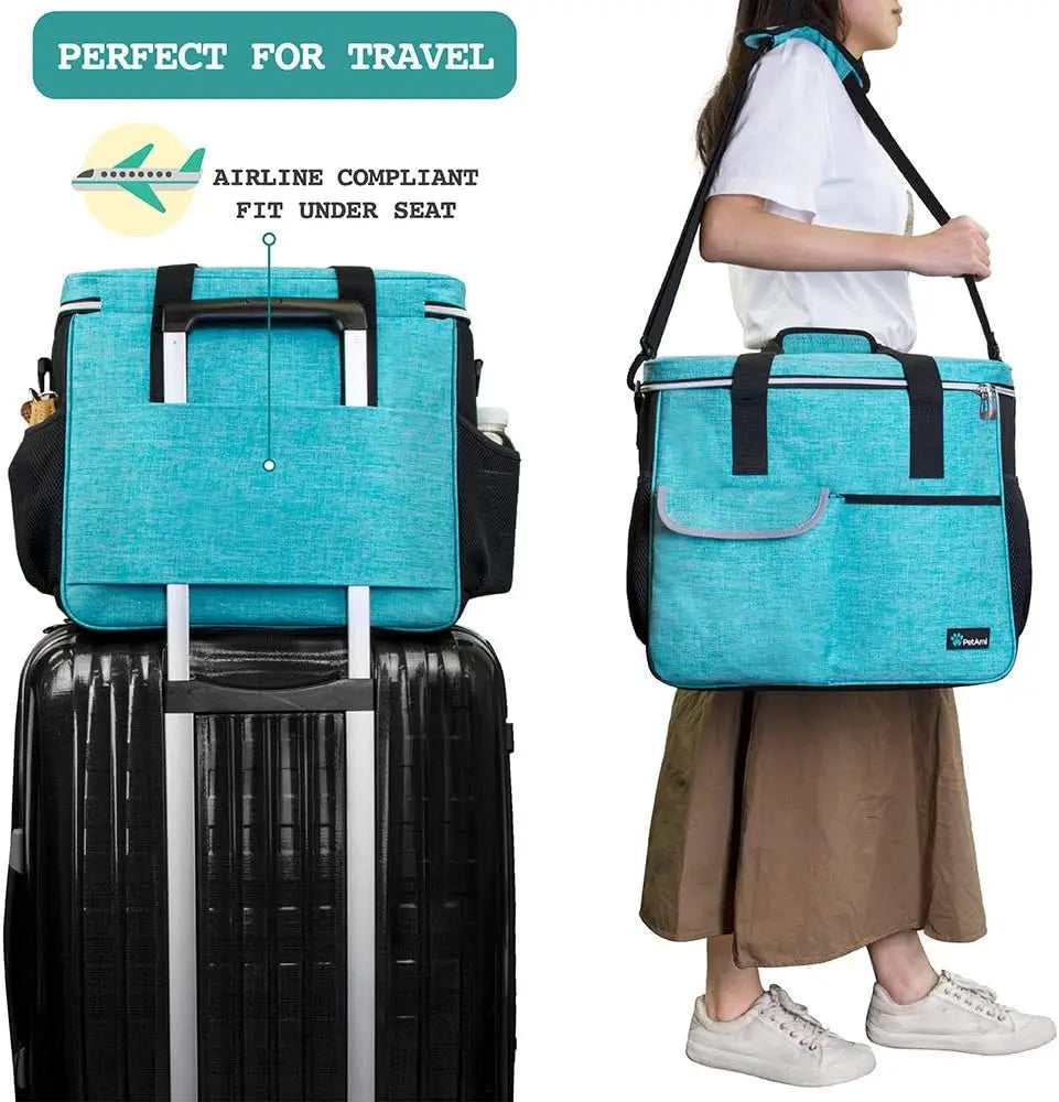Pet Travel Bag Organizer For Dogs And Cats With Food Containers