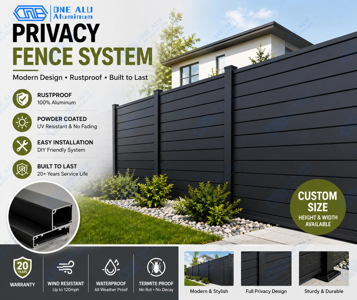 Modern Aluminum Fence Slat Panel Privacy Barrier For Outdoor Yards
