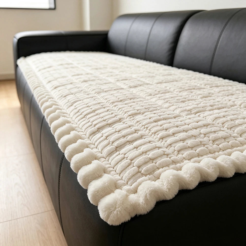 Thick Plush Sofa Seat Cover Non Slip Warm Couch Protector